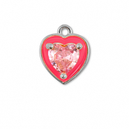 Brass TQ Metall Anhänger Herz Silver-neon pink-light pink
