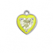Brass TQ Metall Anhänger Herz Silver-neon yellow-light yellow