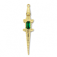 Brass TQ Metall Anhänger Krokodil Gold-dark green