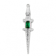 Brass TQ Metall Anhänger Krokodil Silver-dark green