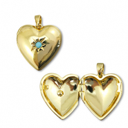 Medaillon Eco-brass® (nachaltiges Messing) Herz mit Stern Gold-blue