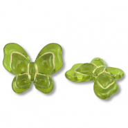 Acrylperlen Schmetterling Olive green-gold