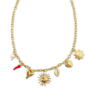 Ketten aus Stainless Steel - Rostfreiem Stahl mit Anhänger Sommer Gold-red-white