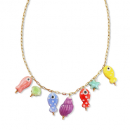 Ketten aus Stainless Steel - Rostfreiem Stahl mit Anhänger Fisch Gold-multicolour