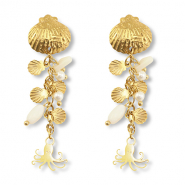 Ohrringe aus Stainless Steel - Rostfreiem Stahl Tintenfisch Gold-white