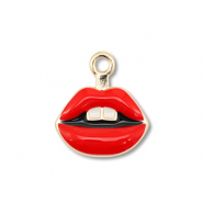 Metall Anhänger Enamel Kiss Gold-red