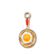 Metall Anhänger Enamel Pfanne mit Ei Gold-white-yellow