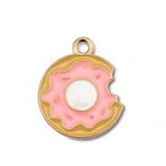 Metall Anhänger Enamel Donut Gold-peach pink-camel brown