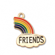 Metall Anhänger Enamel Regenbogen " friends" Gold-multicolour