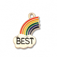 Metall Anhänger Enamel Regenbogen "best" Gold-multicolour