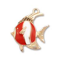 Metall Anhänger Enamel Fisch Gold-red-white