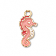 Metall Anhänger Enamel Seepferdchen Gold-peach pink