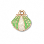 Metall Anhänger Enamel Muschel Gold-light green-white