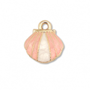 Metall Anhänger Enamel Muschel Gold-light pink-white