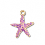 Metall Anhänger Enamel Seestern Gold-purple