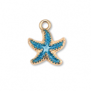 Metall Anhänger Enamel Seestern Gold-blue