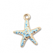 Metall Anhänger Enamel Seestern Gold-light blue