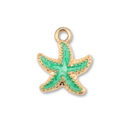 Metall Anhänger Enamel Seestern Gold-ocean green