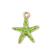 Metall Anhänger Enamel Seestern Gold-green