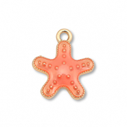 Metall Anhänger Enamel Seestern Gold-coral red
