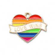 Metall Anhänger Enamel Herz "love wins" Gold-multicolour