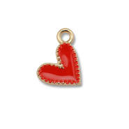 Metall Anhänger Enamel Herz Gold-red