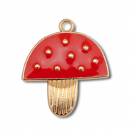 Metall Anhänger Enamel Fliegenpilz Gold-red-white