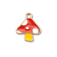 Metall Anhänger Enamel Fliegenpilz Gold-red-yellow