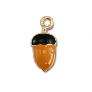 Metall Anhänger Enamel Eichel Gold-brown-black