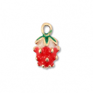 Metall Anhänger Enamel Erdbeere Gold-red-green