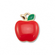 Metall Anhänger Enamel Apfel Gold-red-green
