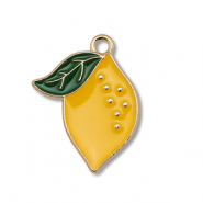 Metall Anhänger Enamel Zitrone Gold-yellow-dark green