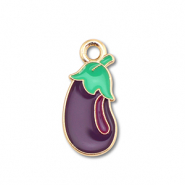 Metall Anhänger Enamel Aubergine Gold-dark purple-green