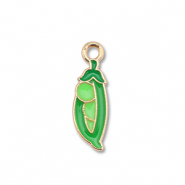 Metall Anhänger Enamel Bohne Gold-green