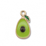 Metall Anhänger Enamel Avocado Gold-olive green