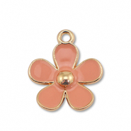 Metall Anhänger Enamel Blume Gold-terracotta rose