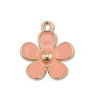 Metall Anhänger Enamel Blume Gold-peach pink