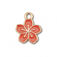 Metall Anhänger Enamel Blume Gold-dark coral red