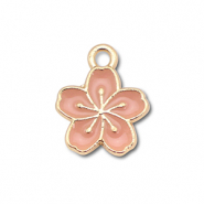 Metall Anhänger Enamel Blume Gold-vintage pink