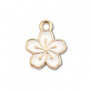 Metall Anhänger Enamel Blume Gold-white