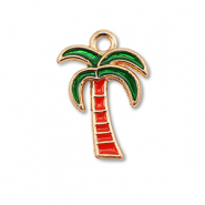 Metall Anhänger Enamel Palme Gold-red-dark green