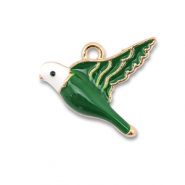 Metall Anhänger Enamel Vogel Gold-dark green-white