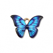 Metall Anhänger Enamel Schmetterling Gold-blue-black