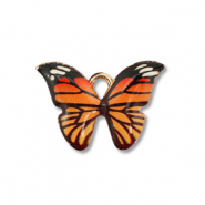Metall Anhänger Enamel Schmetterling Gold-orange-black