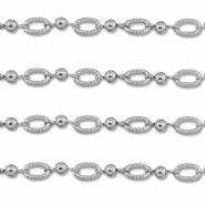 Stainless Steel - Rostfrei Stahl Schmuckzubehör Gliederkette Oval mit Kugel Silver