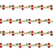 Stainless Steel - Rostfrei Stahl Schmuckzubehör Gliederkette Kirschen Gold-red-green