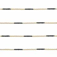 Stainless Steel - Rostfrei Stahl Schmuckzubehör Gliederkette Länglich Gold-black