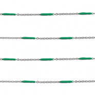 Stainless Steel - Rostfrei Stahl Schmuckzubehör Gliederkette Länglich Silver-green