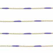 Stainless Steel - Rostfrei Stahl Schmuckzubehör Gliederkette Länglich Gold-purple