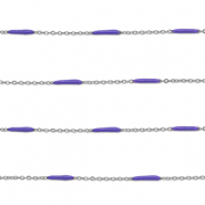 Stainless Steel - Rostfrei Stahl Schmuckzubehör Gliederkette Länglich Silver-purple
